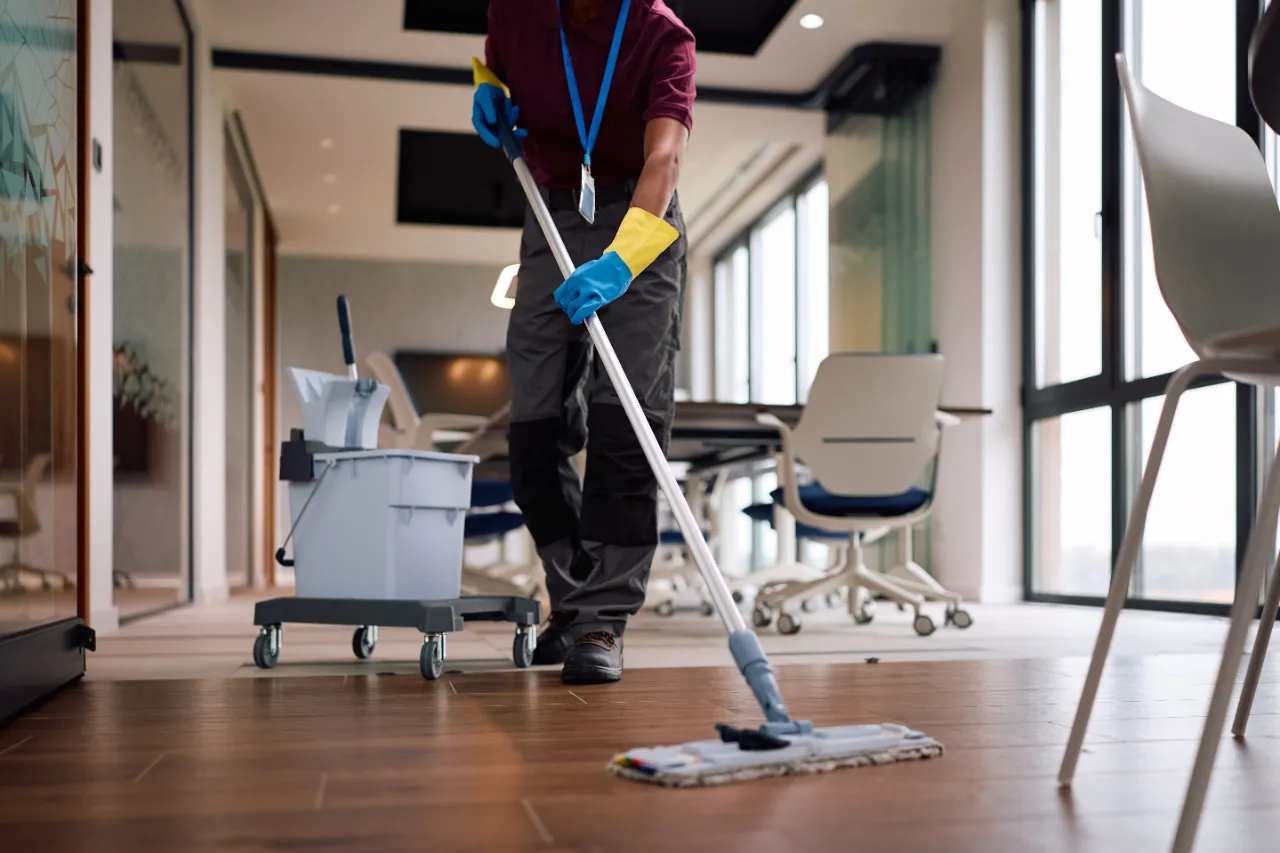 Mopping commercial office floor