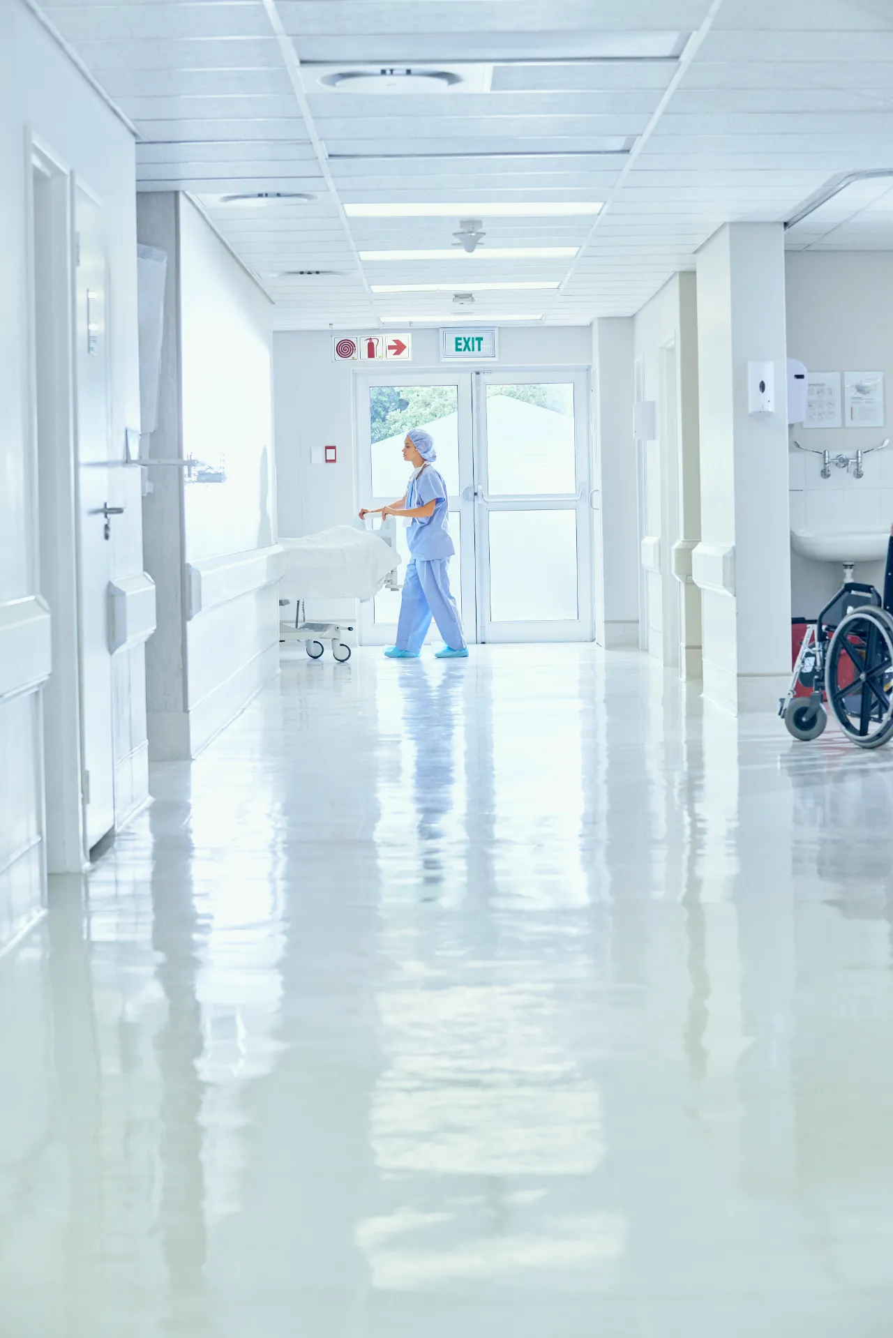 Clean hospital corridor