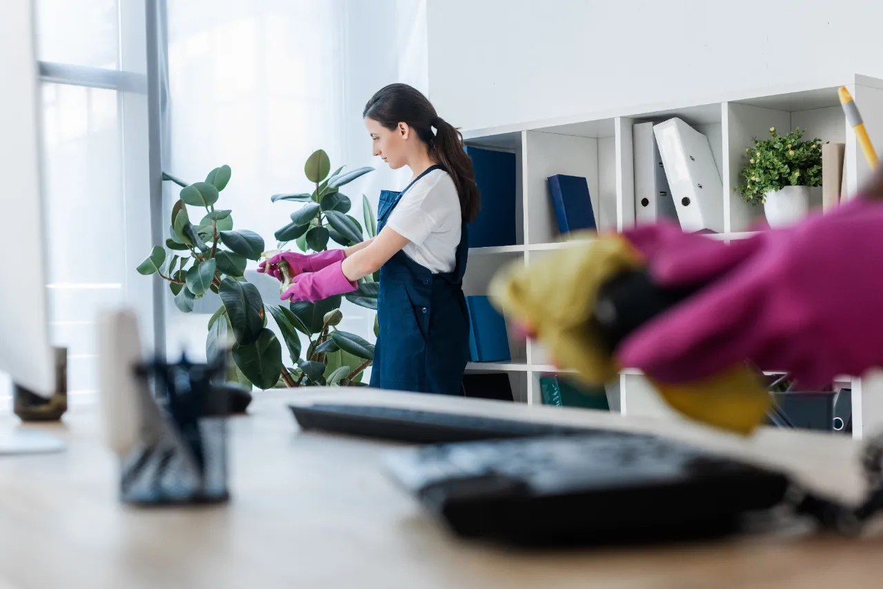 Cleaner spraying in commercial space