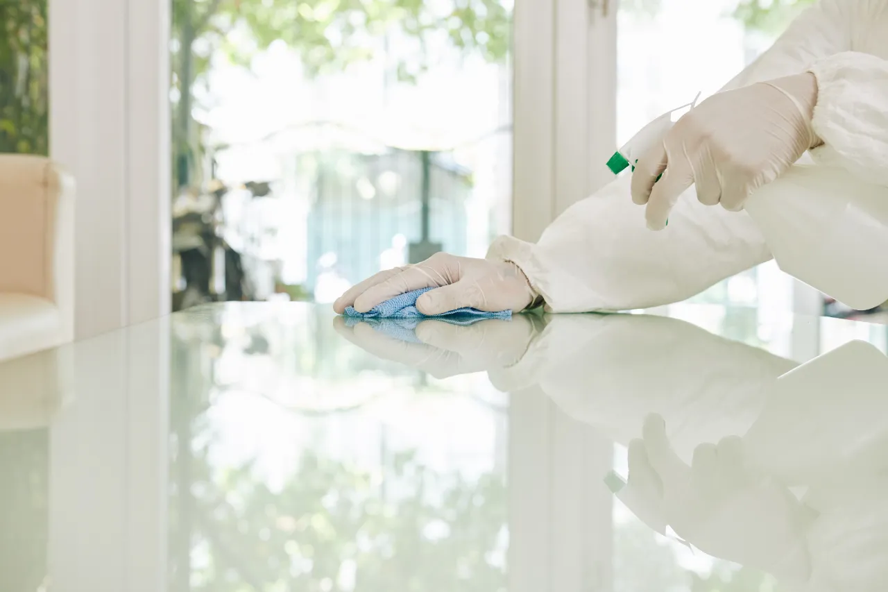 Surface disinfection during commercial cleaning