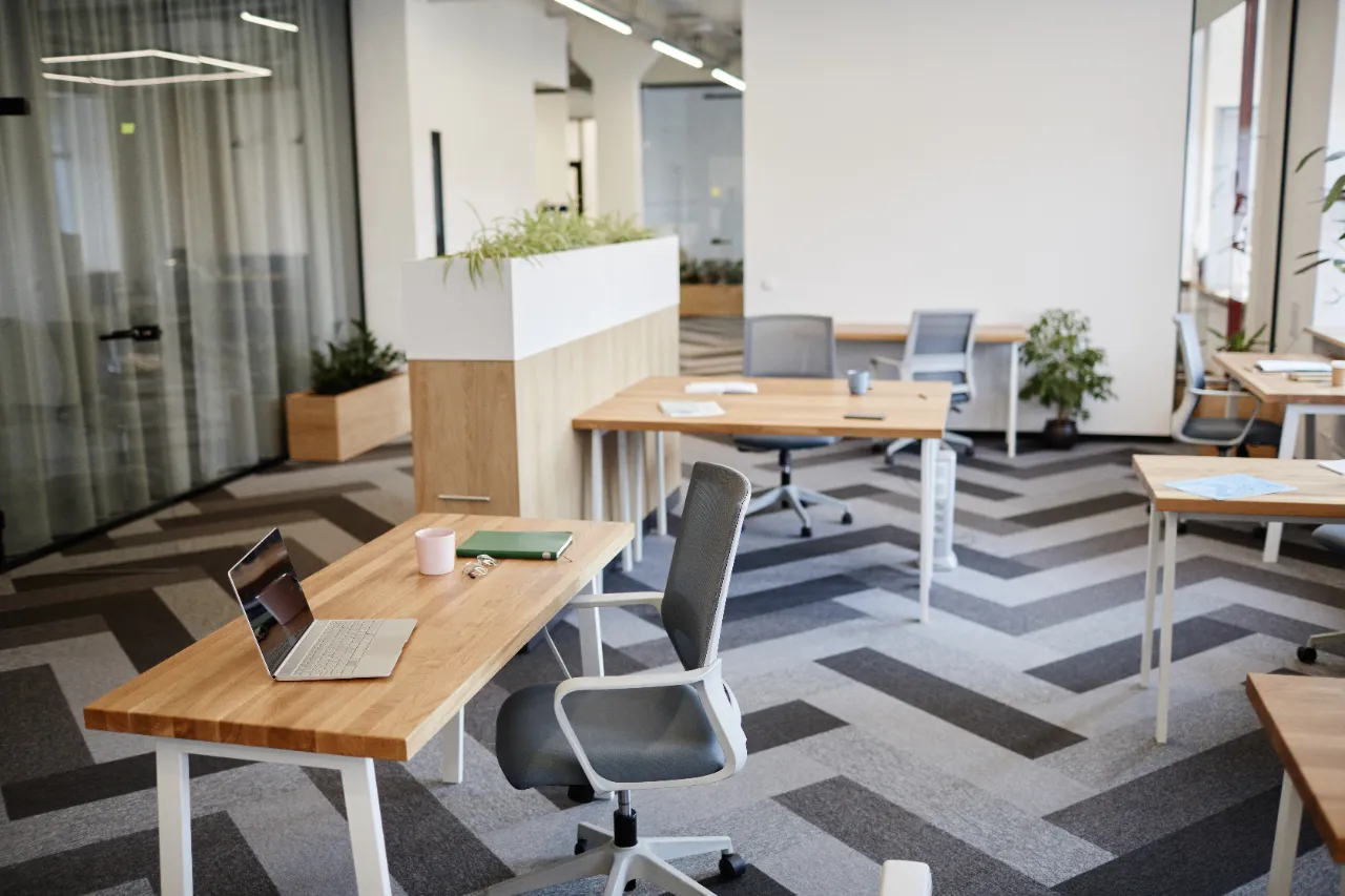 Clean empty office workspace